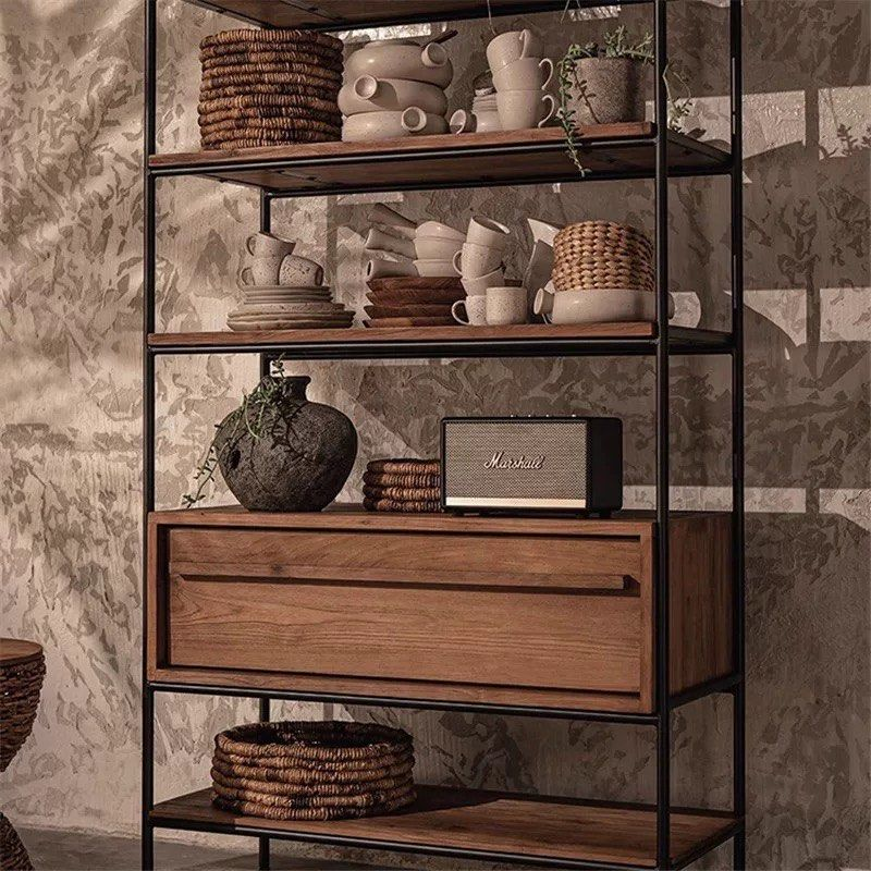 JEXY Industrial Solid Wood Display Shelf