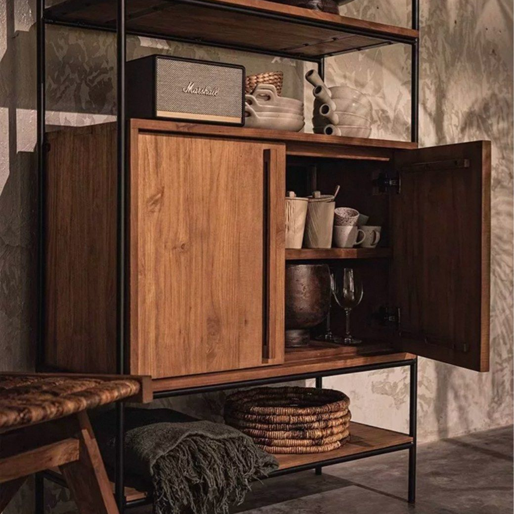 JEXY Industrial Solid Wood Display Shelf