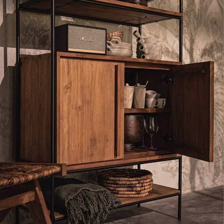 JEXY Industrial Solid Wood Display Shelf