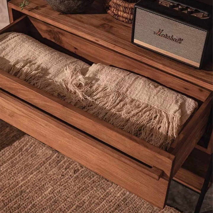 JEXY Industrial Solid Wood Display Shelf