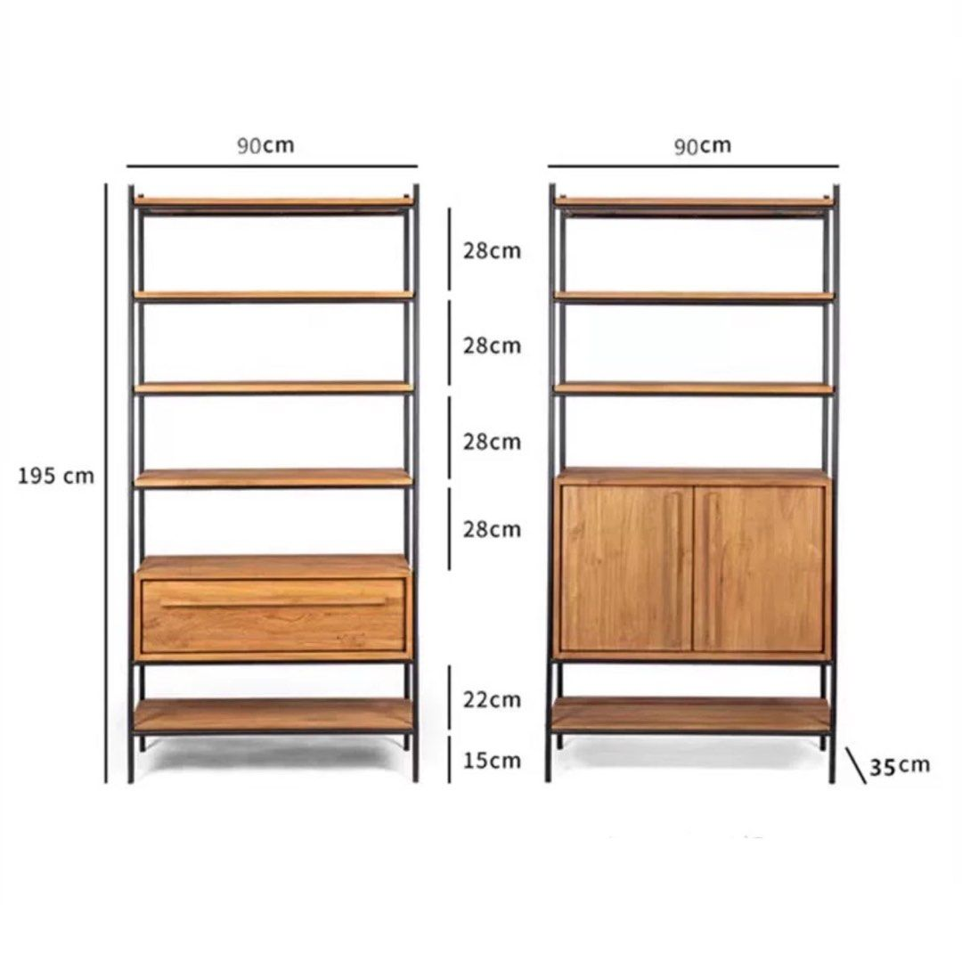 JEXY Industrial Solid Wood Display Shelf