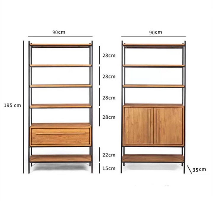 JEXY Industrial Solid Wood Display Shelf