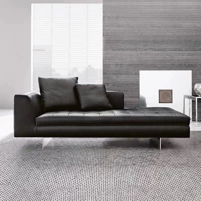 VOSSARI Modern Leather Chaise Sofa