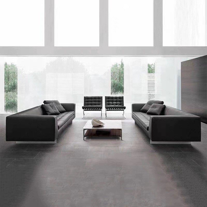 VOSSARI Modern Leather Chaise Sofa
