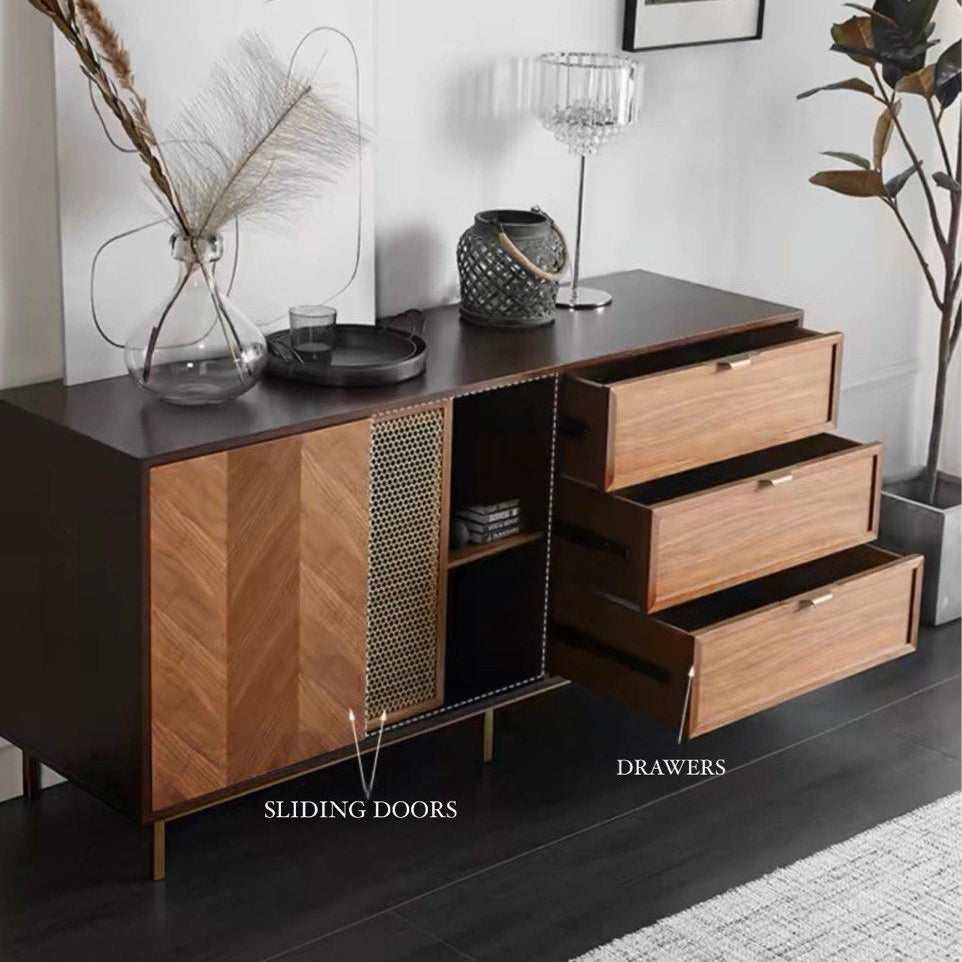 BOVIET Mid-Century Solid Wood Sideboard