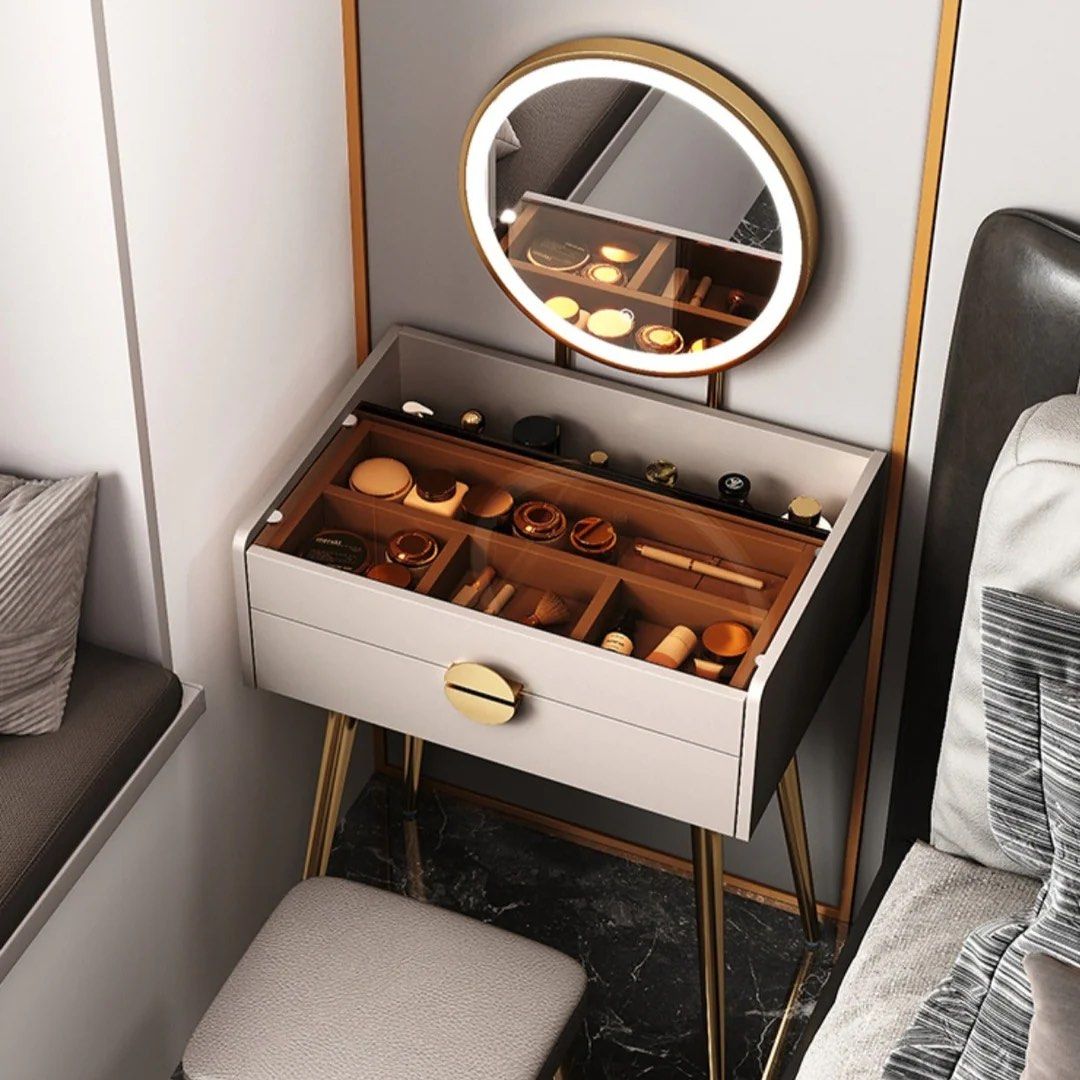 JOEY Makeup Vanity Set With Stool & Mirror
