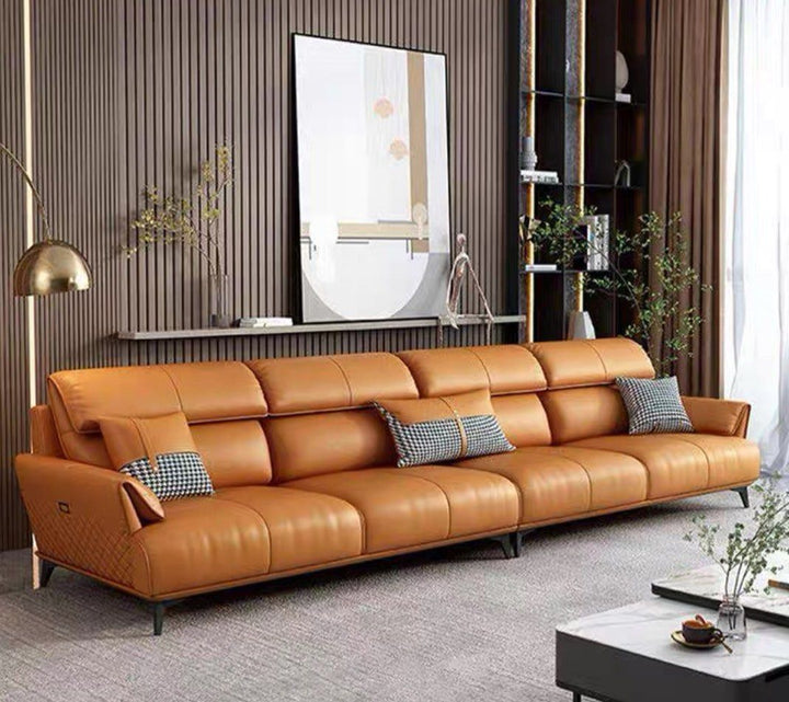 ALVERON Modern Genuine Leather Sofa