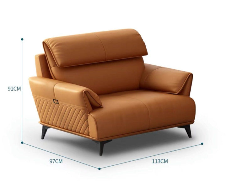 ALVERON Modern Genuine Leather Sofa