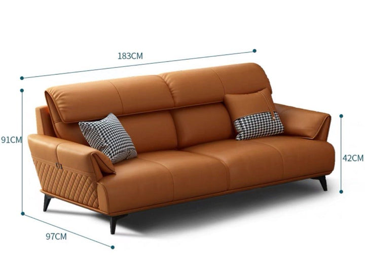 ALVERON Modern Genuine Leather Sofa
