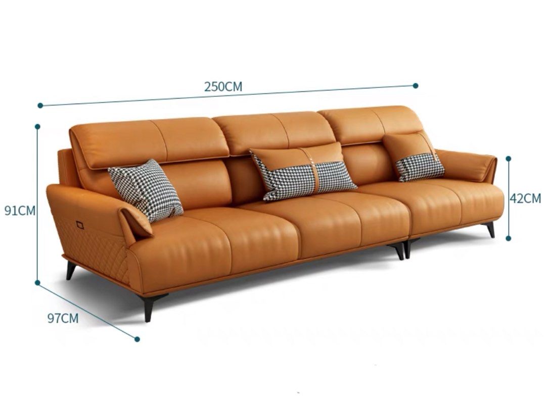 ALVERON Modern Genuine Leather Sofa