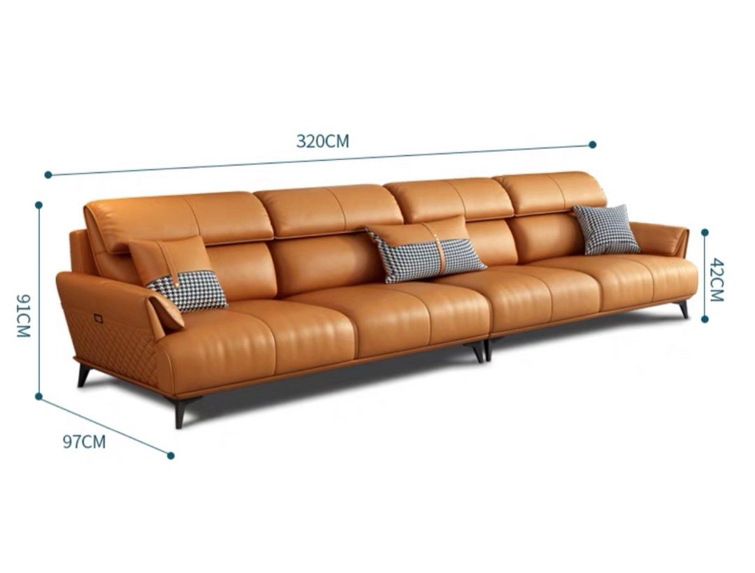 ALVERON Modern Genuine Leather Sofa