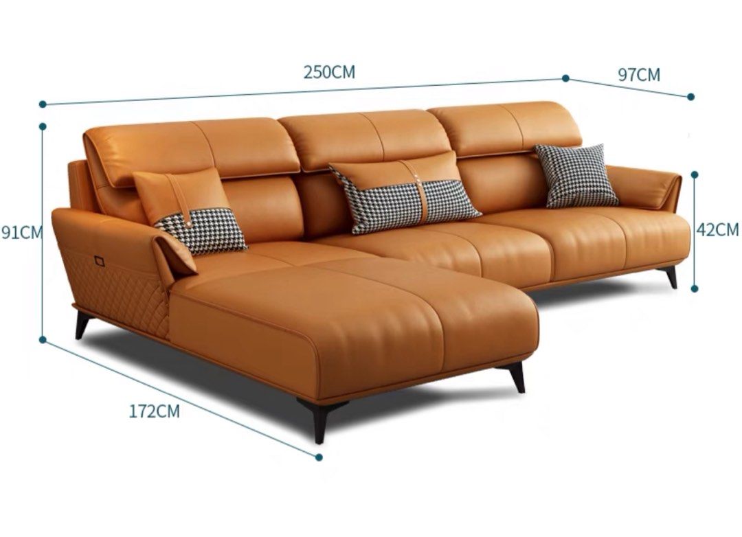 ALVERON Modern Genuine Leather Sofa