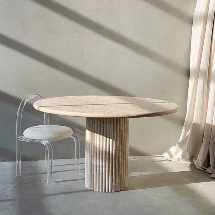 ZARIEL Wabi Sabi Travertine Dining Table