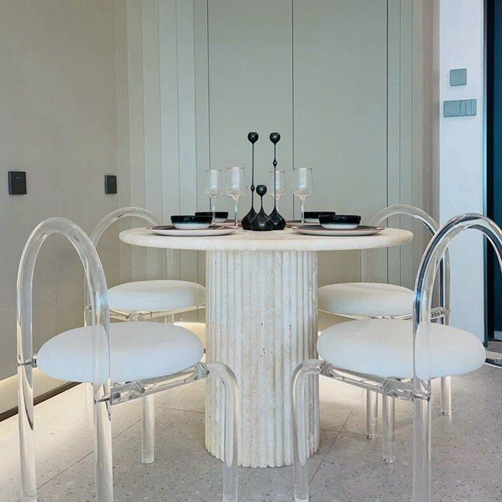 ZARIEL Wabi Sabi Travertine Dining Table