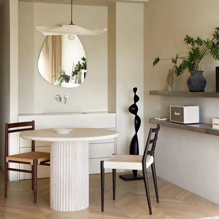 ZARIEL Wabi Sabi Travertine Dining Table