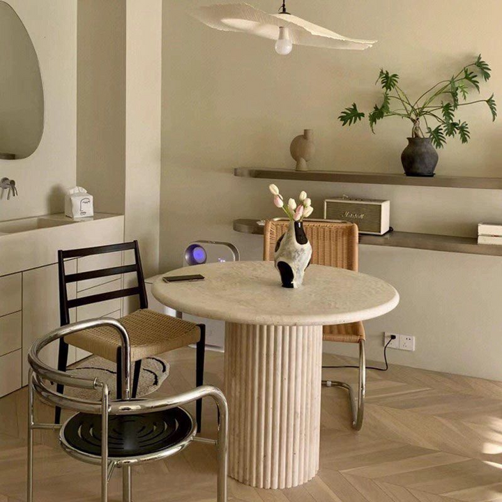 ZARIEL Wabi Sabi Travertine Dining Table