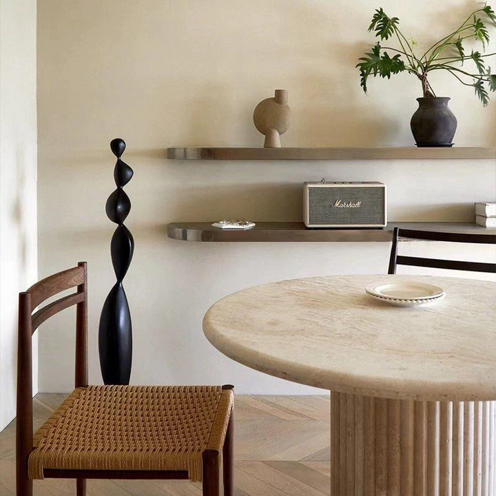 ZARIEL Wabi Sabi Travertine Dining Table