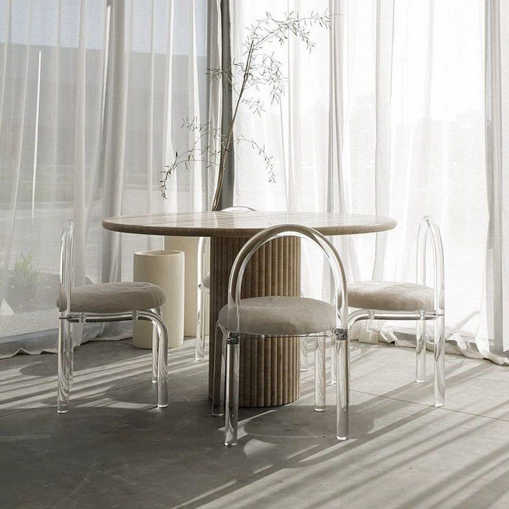 ZARIEL Wabi Sabi Travertine Dining Table