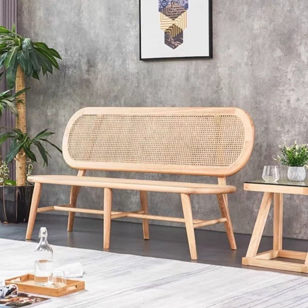 LILOU Vintage Rattan Dining Bench