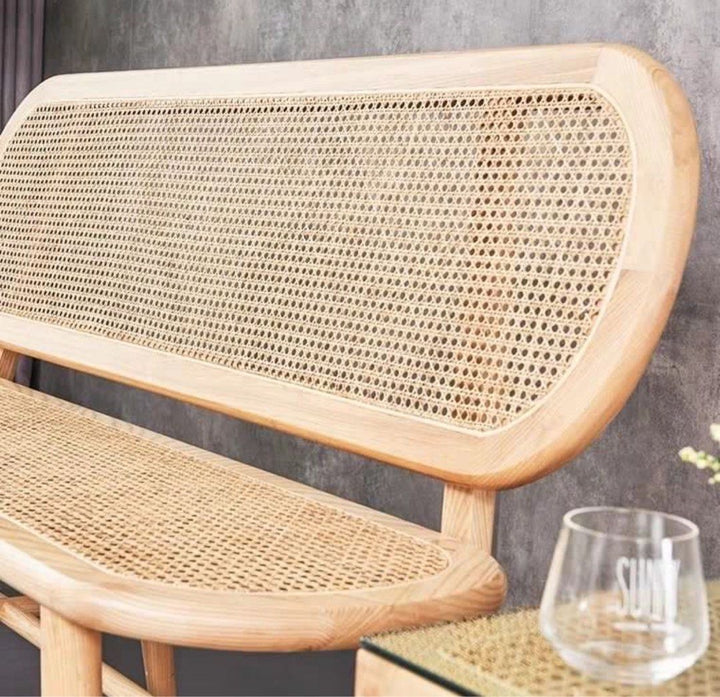 LILOU Vintage Rattan Dining Bench