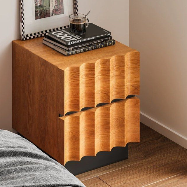 JOSENS Modern Fluted Solid Wood Bedside Table