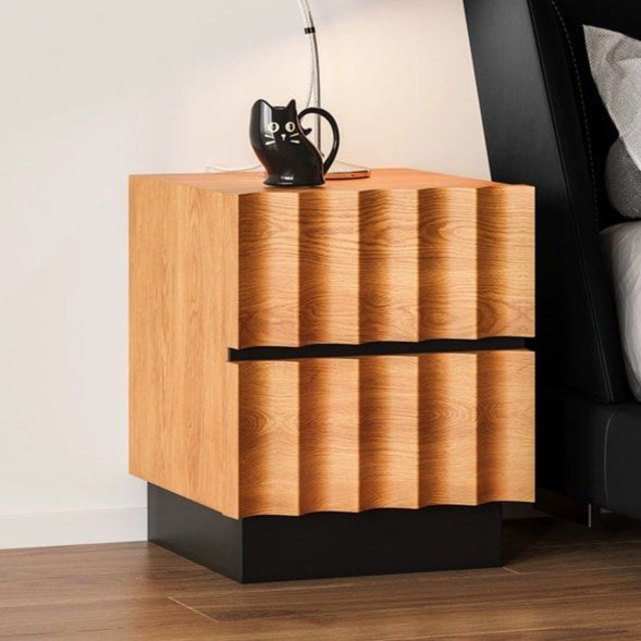 JOSENS Modern Fluted Solid Wood Bedside Table