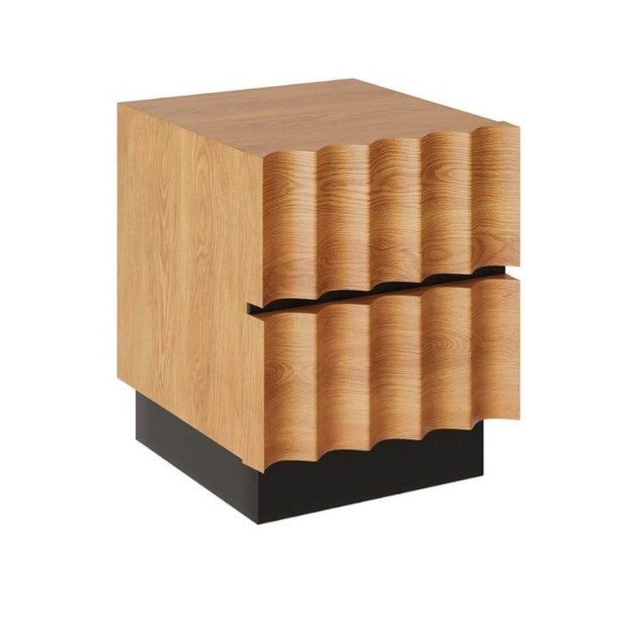 JOSENS Modern Fluted Solid Wood Bedside Table