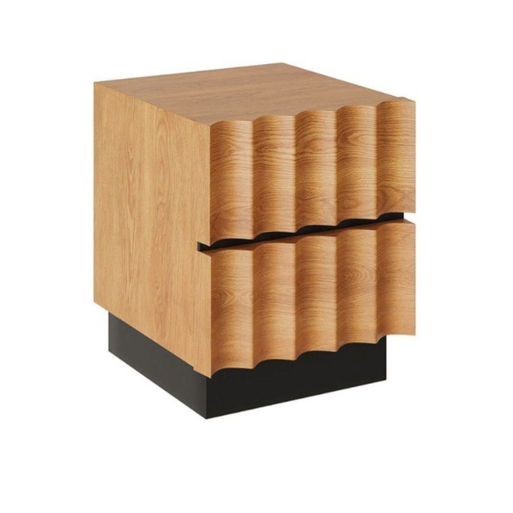 JOSENS Modern Fluted Solid Wood Bedside Table