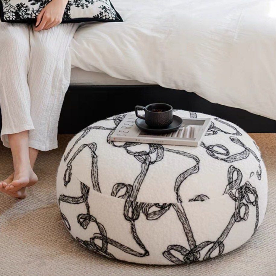LENORA Eclectic Boucle Pouf