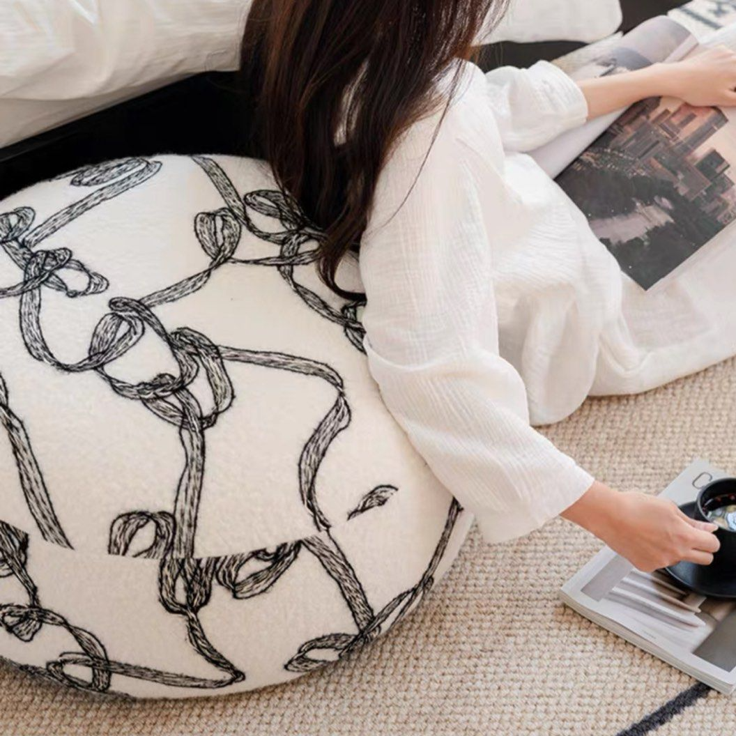LENORA Eclectic Boucle Pouf