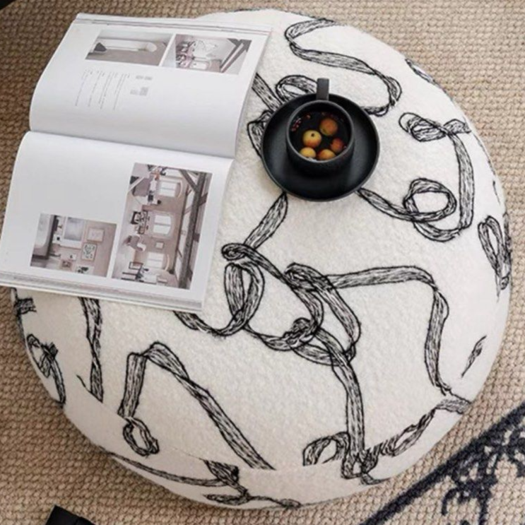LENORA Eclectic Boucle Pouf