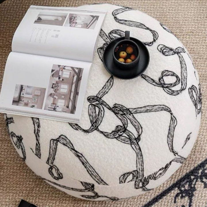 LENORA Eclectic Boucle Pouf
