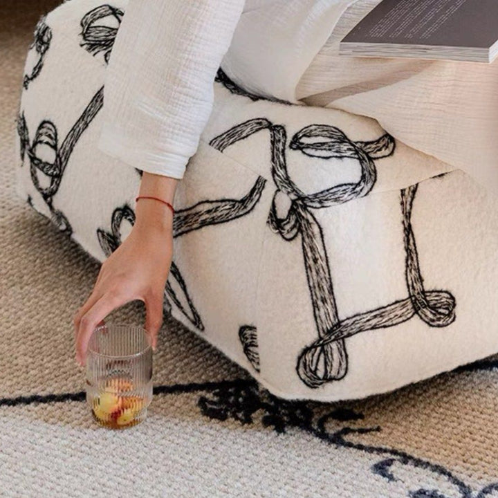 LENORA Eclectic Boucle Pouf
