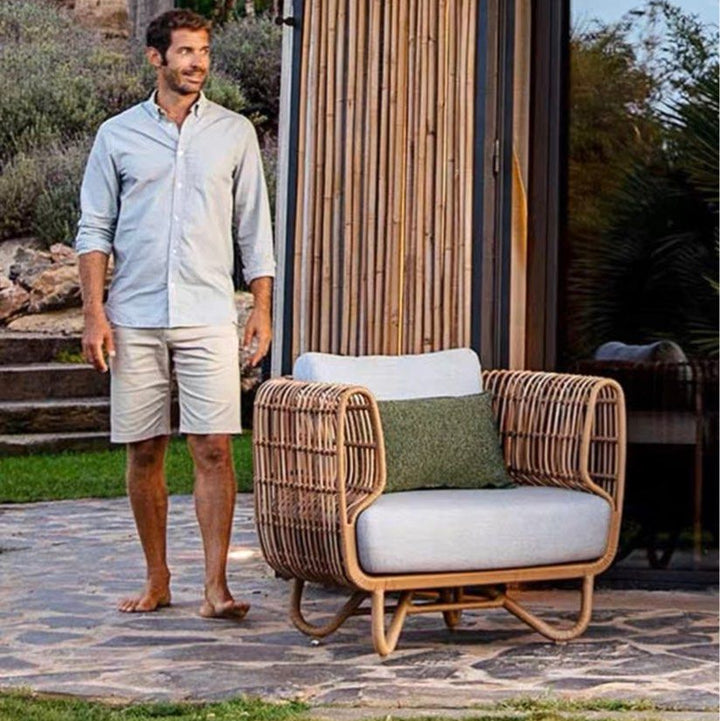 MELTIA Modern Outdoor Rattan Sofa