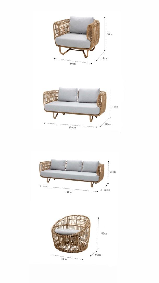 MELTIA Modern Outdoor Rattan Sofa