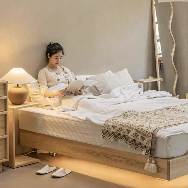JUNO Japandi Solid Wood Floating Bedframe