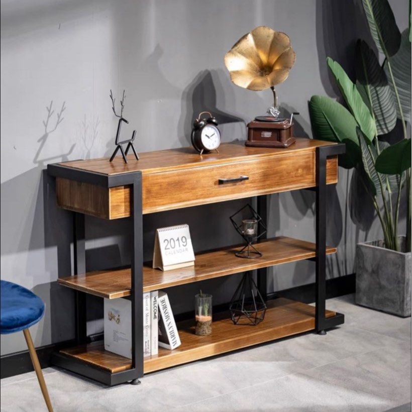 JVSKE Rustic Solid Wood Console Table