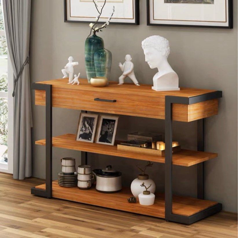JVSKE Rustic Solid Wood Console Table