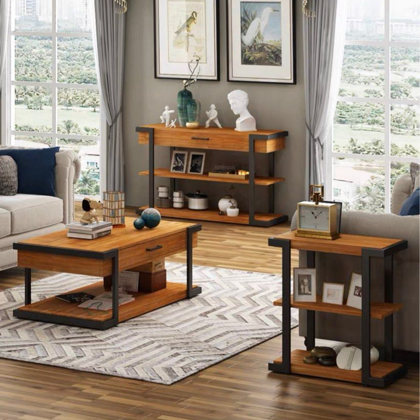 JVSKE Rustic Solid Wood Console Table