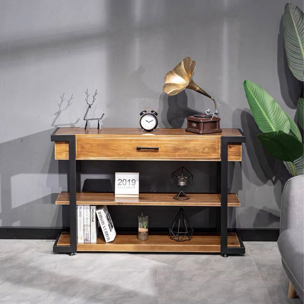 JVSKE Rustic Solid Wood Console Table