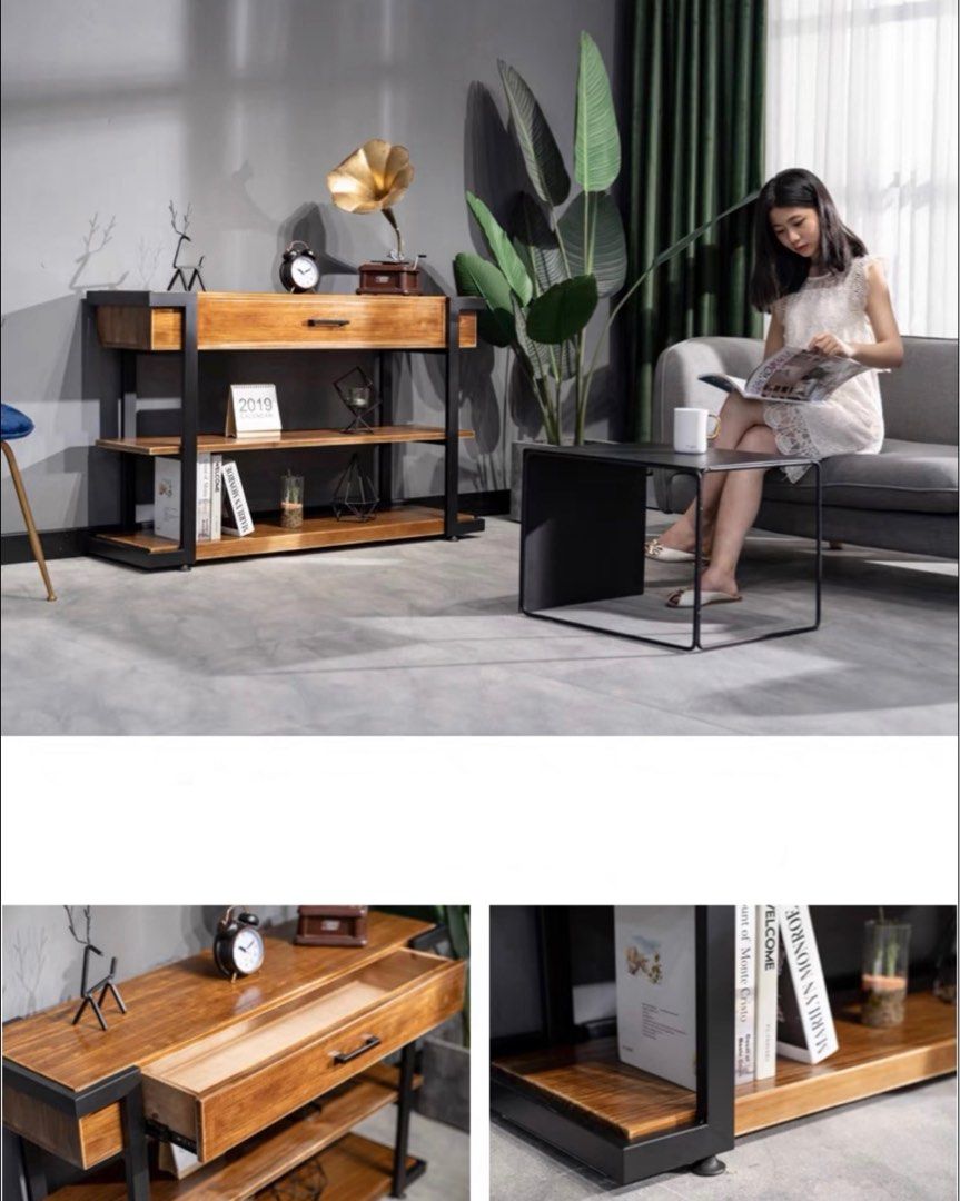 JVSKE Rustic Solid Wood Console Table