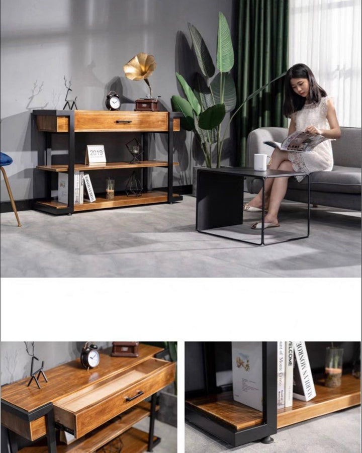 JVSKE Rustic Solid Wood Console Table