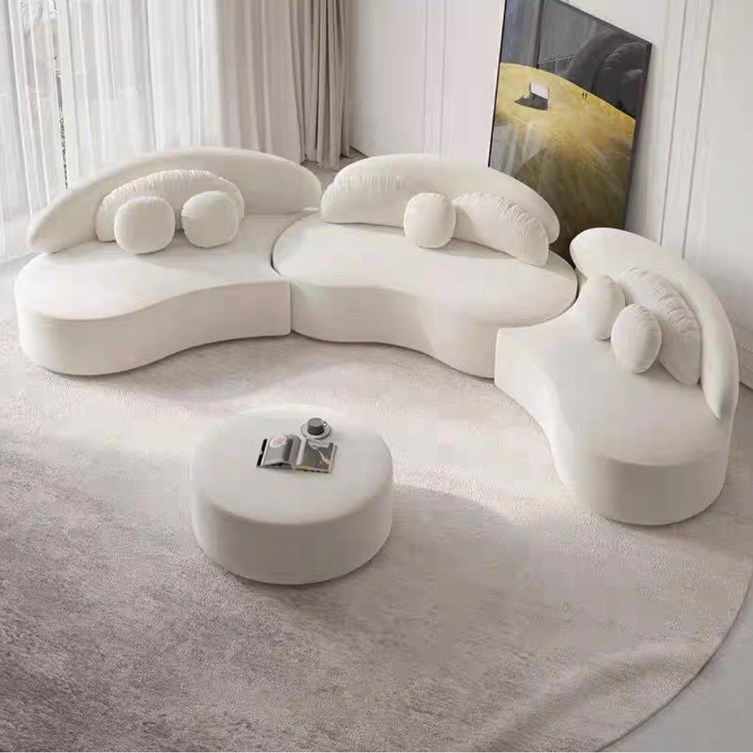 SOLANOIR Modern Curved Boucle Sofa