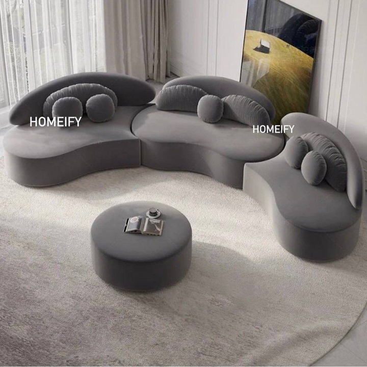 SOLANOIR Modern Curved Boucle Sofa