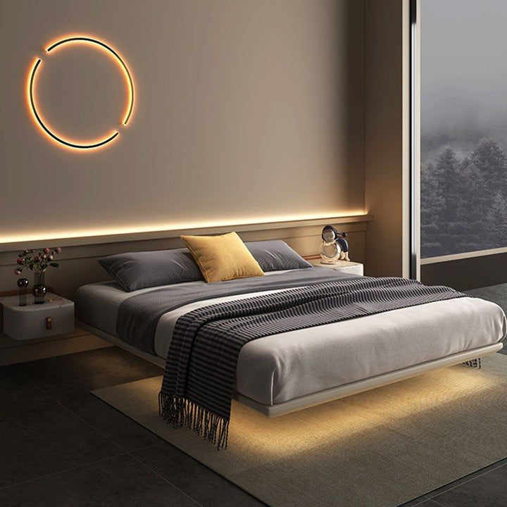 KANZ Leather Floating Bed with Lights