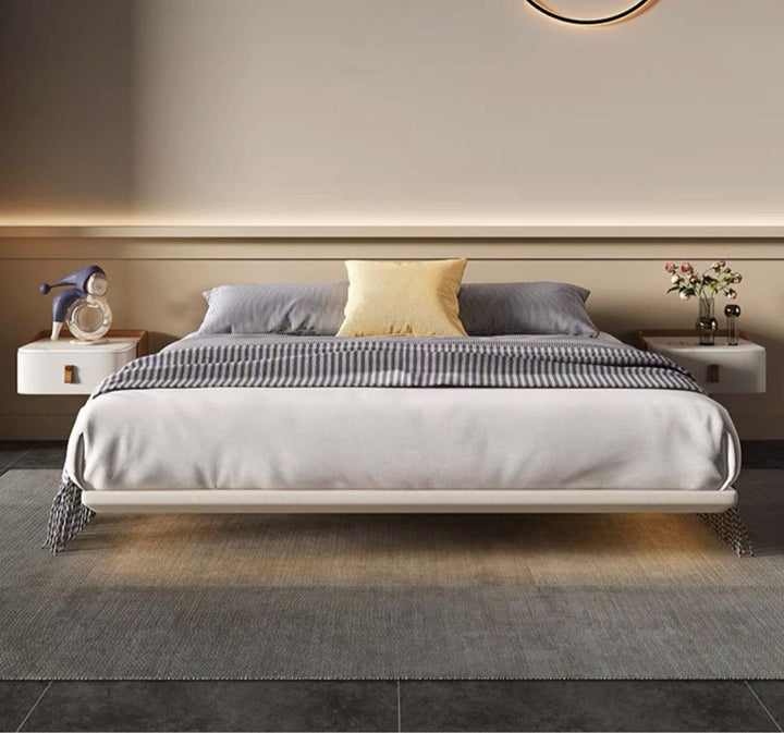 KANZ Leather Floating Bed with Lights
