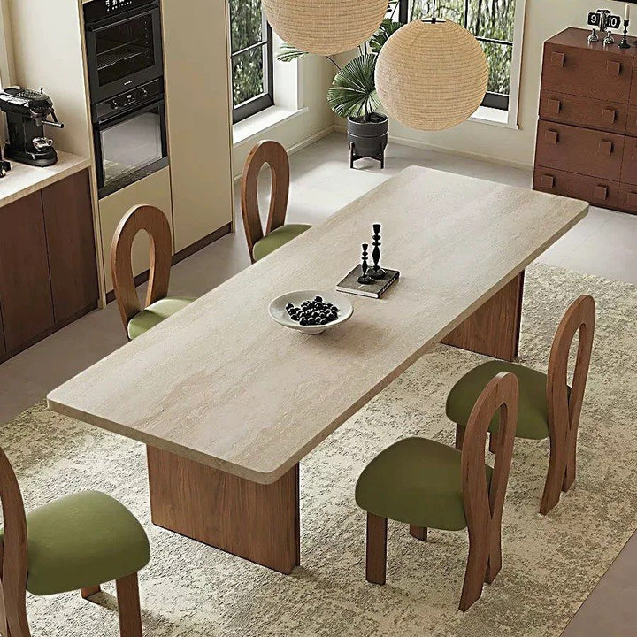 SANTOSO Modern Travertine Dining Table