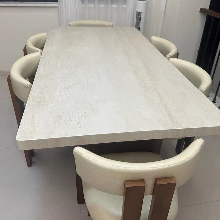 SANTOSO Modern Travertine Dining Table