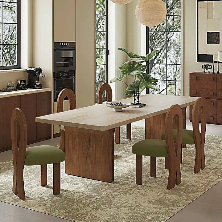 SANTOSO Modern Travertine Dining Table