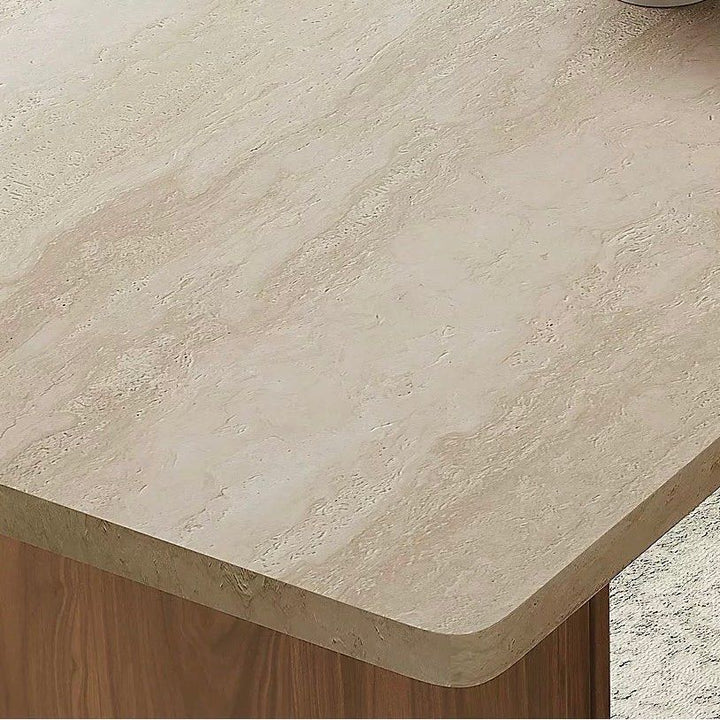 SANTOSO Modern Travertine Dining Table